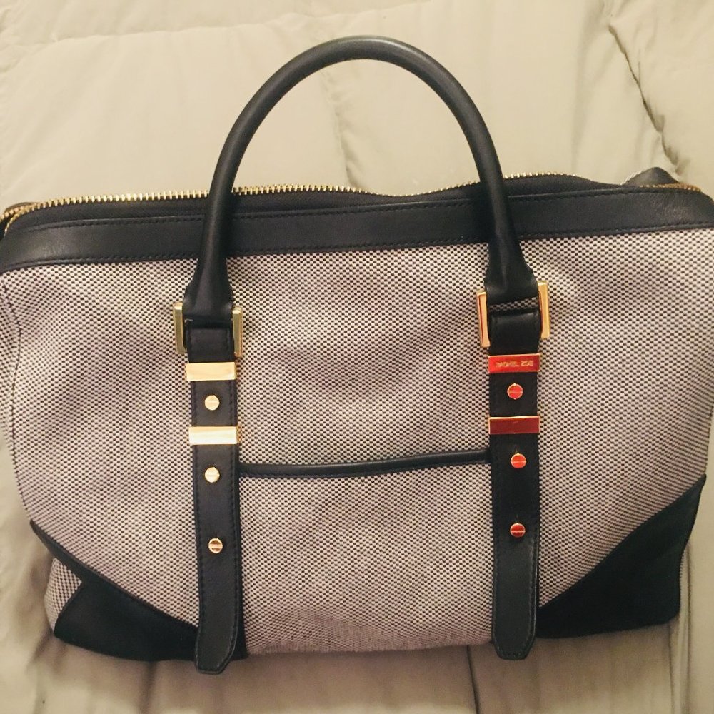 Rachel Zoe cotton with leather trim satchel tote. Never used, like new!